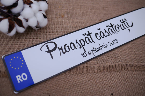 Placuta pentru masina personalizata "Proaspat casatoriti"