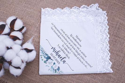 Batista personalizata pentru mama miresei "Green flowers"