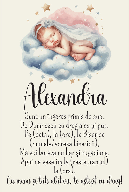 Invitatii digitale botez Baietel/Fetita - "Ingeras"