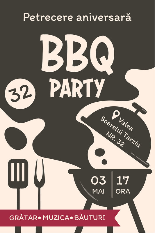 Invitații digitale aniversare „BBQ Party”