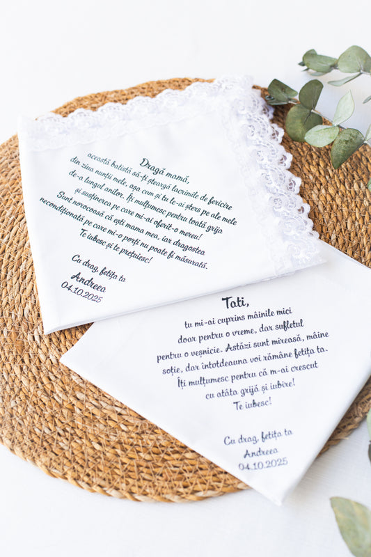 Set batiste personalizate pentru tatal si mama miresei