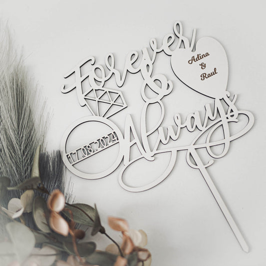 Cake topper personalizat „Forever”, handmade