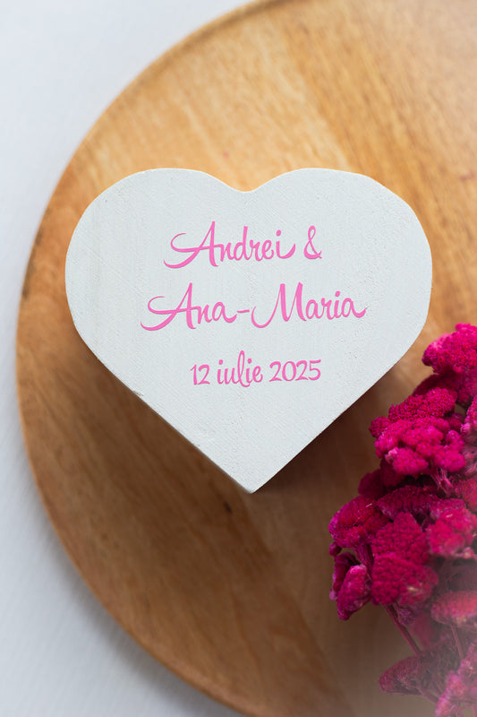 Cutie de verighete personalizata "Inima"