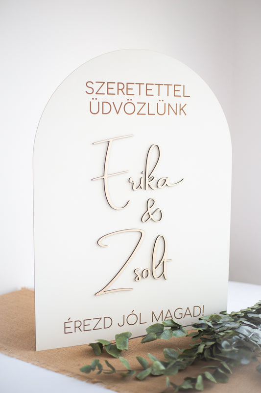 Placuta personalizata 70x50 cm "Szeretettel üdvözlünk"