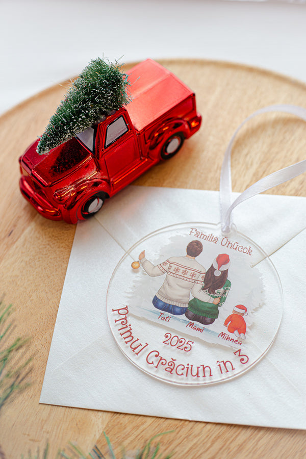 Glob personalizat plexiglas Primul Craciun in 3