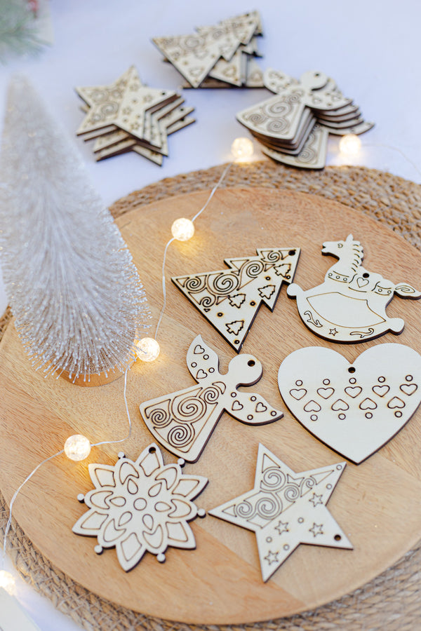 Set 36 de globuri din lemn pentru colorat "Activitate creativa"