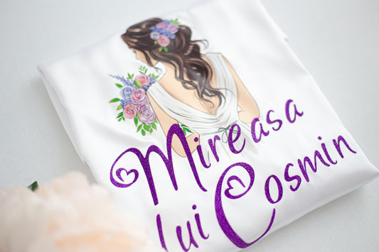 Halat personalizat fara dantela "Mireasa lui" 2