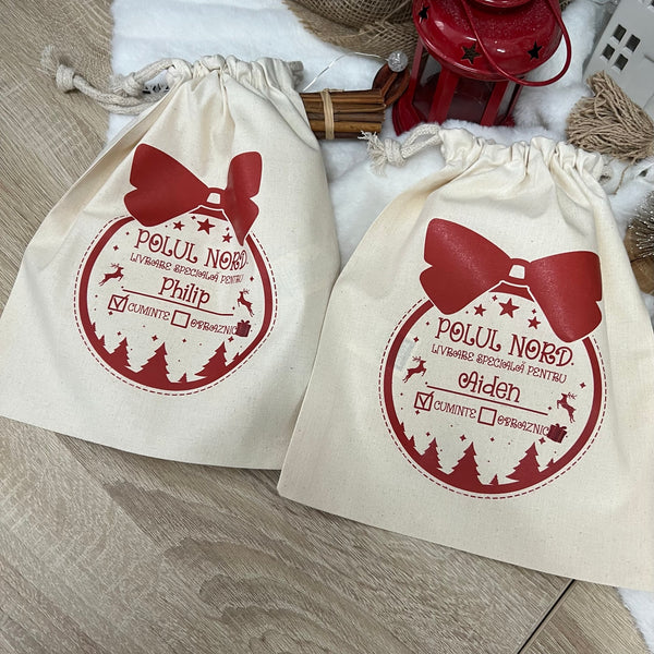 Săculeț Personalizat cu Nume Polul Nord – 28x25 cm