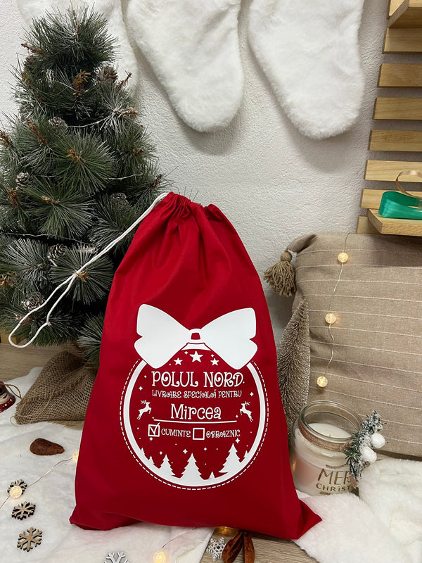 Săculeț Personalizat cu Nume Polul Nord – 48x33 cm