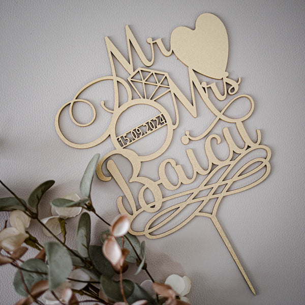 Cake topper personalizat "Mr&Mrs 2"