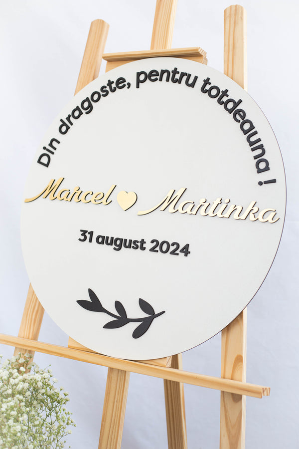 Placuta personalizata rotunda 50 cm "Din Dragoste"