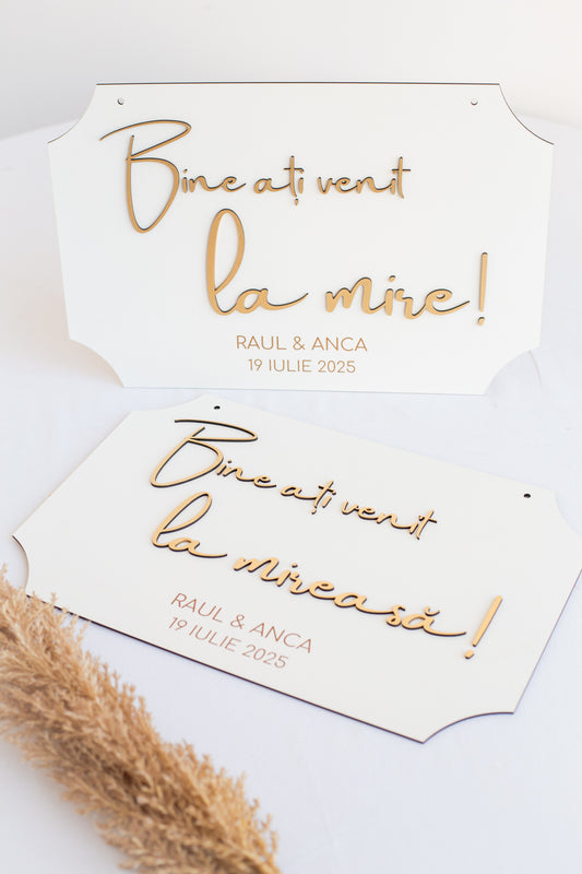 Set placute personalizate pentru mire si mireasa 42x25 cm