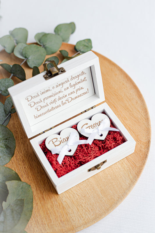 Cutie de verighete personalizata cu licheni