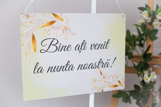 Placuta printata "Bine ati venit" 40x30 cm - Glaben