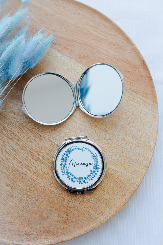 Oglindă personalizată „Mireasa” - Eucalypt, handmade