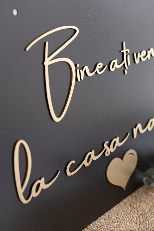 Placuta personalizata pentru nasi 60x40 cm "Black&Gold"