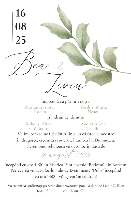 Invitatii digitale pentru nunta "Favorite Color"