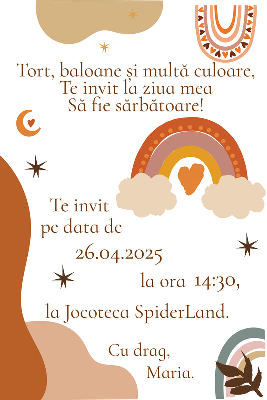 Invitații digitale aniversare „Tort, baloane și culoare”
