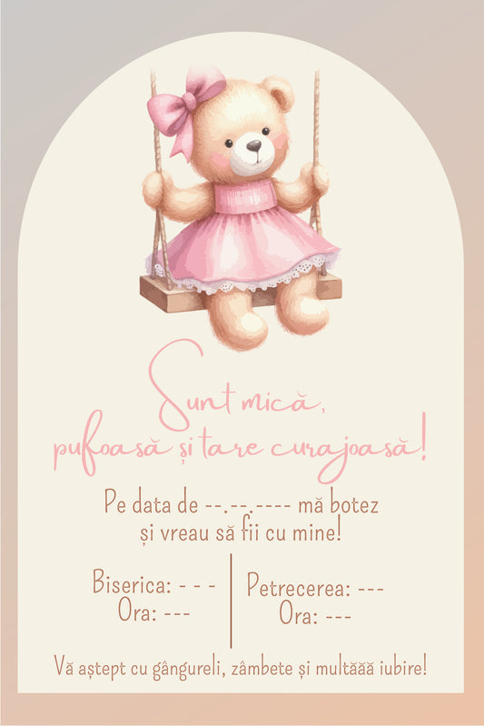 Invitatii digitale botez Baietel/Fetita - "Ursuleti"