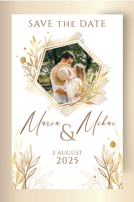 Invitatii digitale Save the date "Gold"