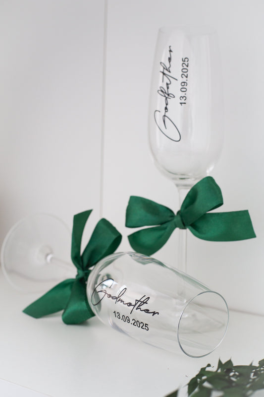 Set pahare de sampanie personalizate "Godparents"