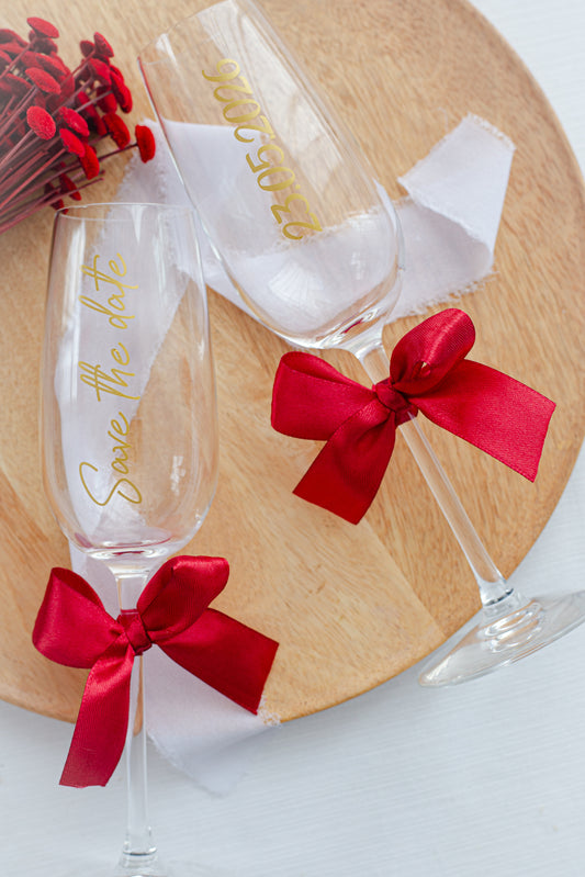 Set pahare de sampanie personalizate "Save the date"