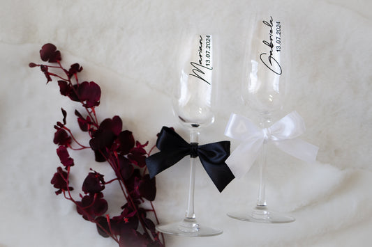 Set pahare de sampanie personalizate "Nume"