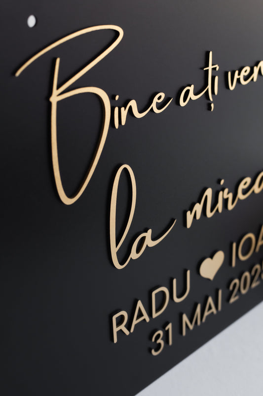 Placuta personalizata 60x40 cm "Black&Gold"