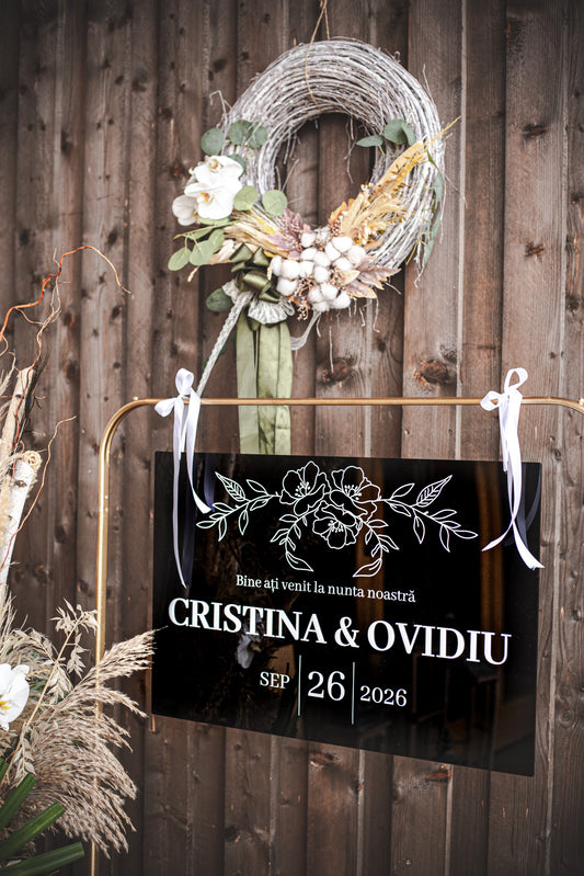 Placuta personalizata dreptunghiulara 3D din plexiglas negru 70x50 cm