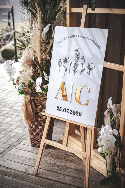 Placuta personalizata dreptunghiulara din plexiglas 70x50 cm "Initiale"