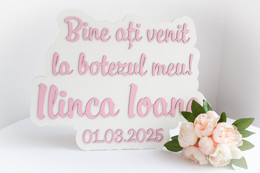Placuta de bine ati venit - Panou botez