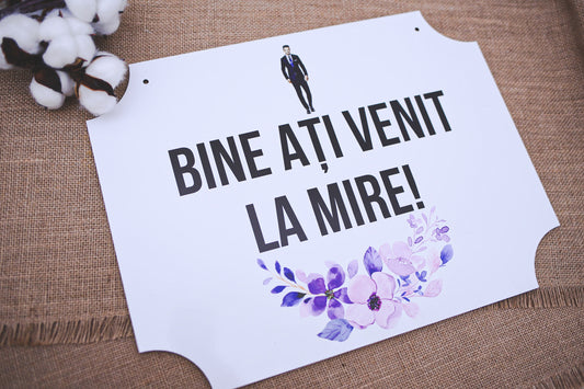 Placuta printata "Bine ati venit" 45x30 cm