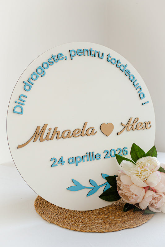 Placuta personalizata rotunda 50 cm "Din Dragoste"