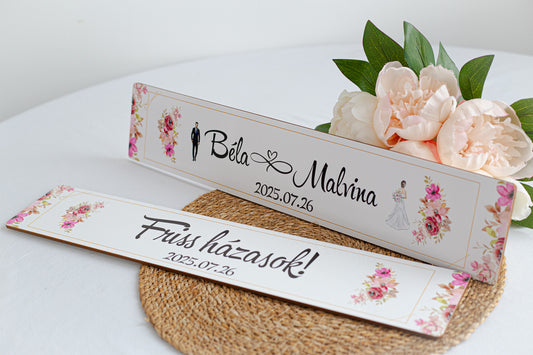 Set placute pentru masina personalizate "Friss házasok"