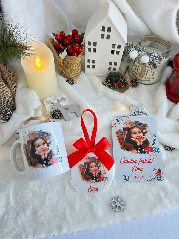 Set cadou personalizat -cana, glob si felicitare magnetica