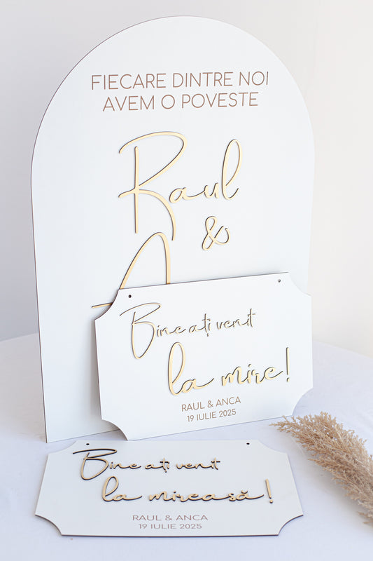 Set de trei placute personalizate 70x50 si 42x25 cm "Trio"