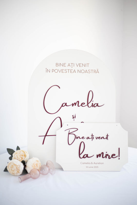 Set placute personalizate 70x50 si 42x25 cm "Cuplu"