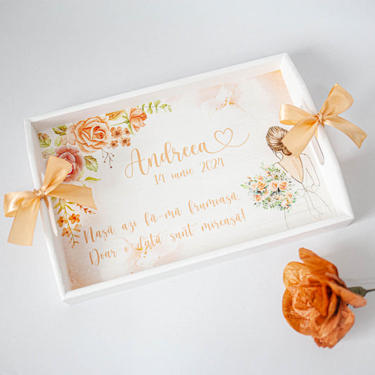 Tavita de gatit personalizata mireasa "Flowers"