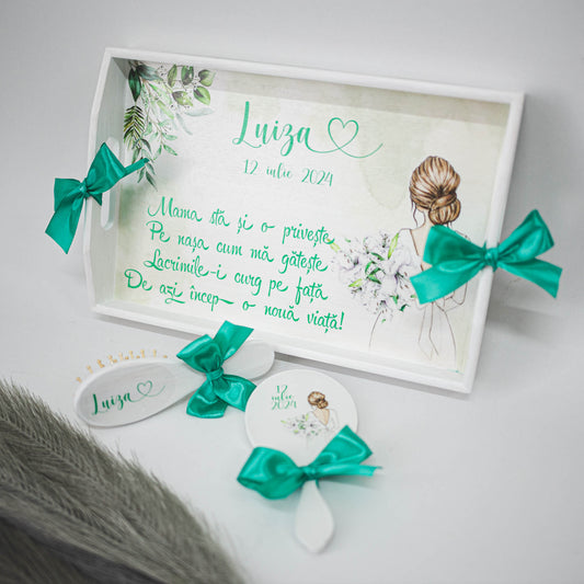 Tavita de gatit personalizata mireasa "Emerald"