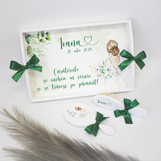 Tavita de gatit personalizata mireasa "Green Grace"