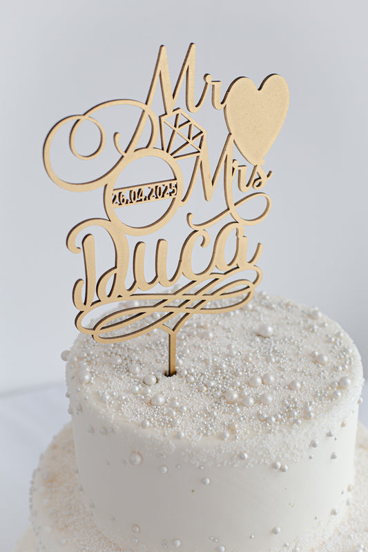 Cake topper personalizat "Mr&Mrs 2"