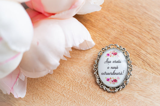 Brosa personalizata pentru buchet "Textul tau"