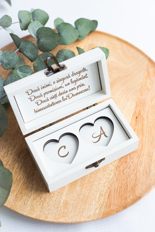 Cutie de verighete personalizata "Initiale"