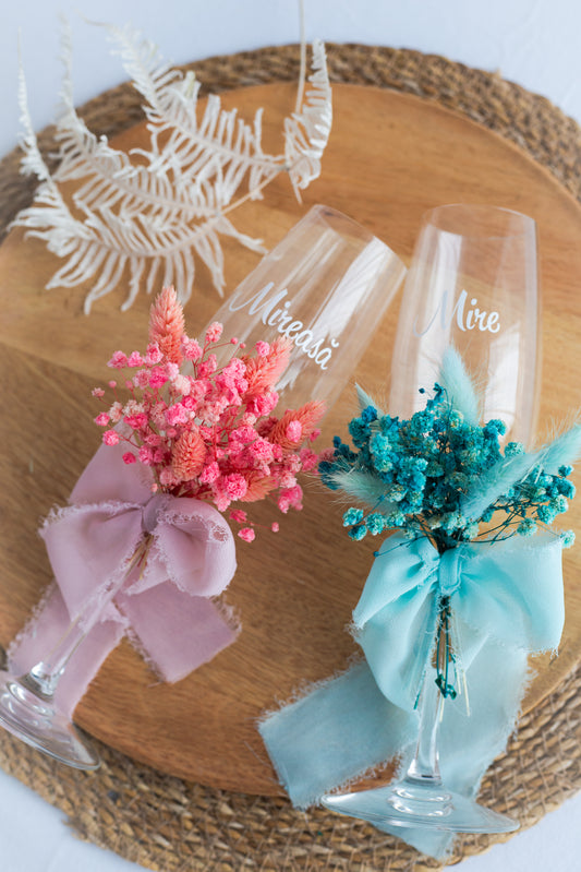 Set pahare de sampanie personalizate "Floral"